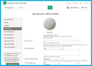 the teacher pay teachers "my account: store profile" page