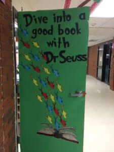 Door decorated as Dr. Seuss