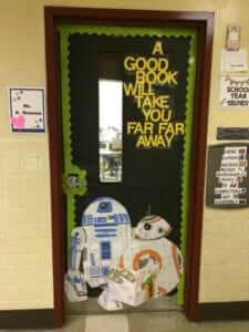 Door decorated as star wars theme