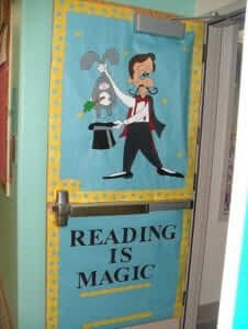 Door decorated as magician