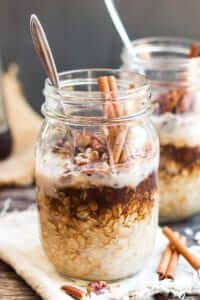 Maple and brown sugar oats in a mason jar
