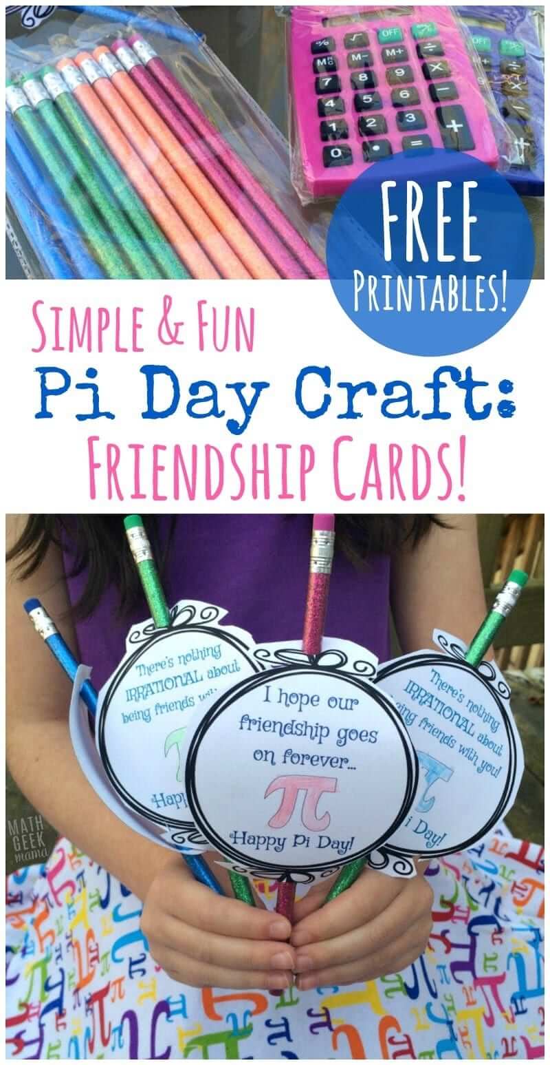Simple & Fun Pi Day Craft: Friendship Cards! Free printables!