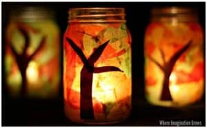 fall tree mason jar luminaries craft