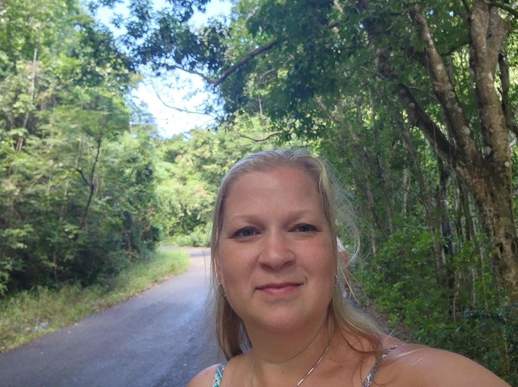 Jessica Kurtz enjoying the trees in the rainforest of St Croix